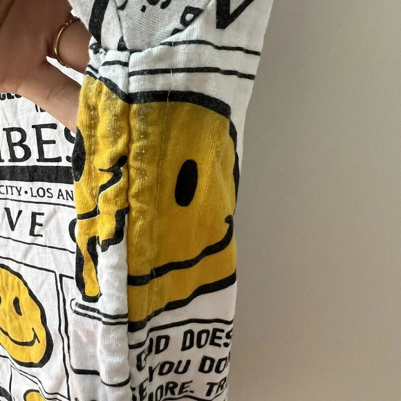 On Fire Womens Allover Graphic White T-Shirt “God is all you need” Large Smiley - Picture 9 of 10